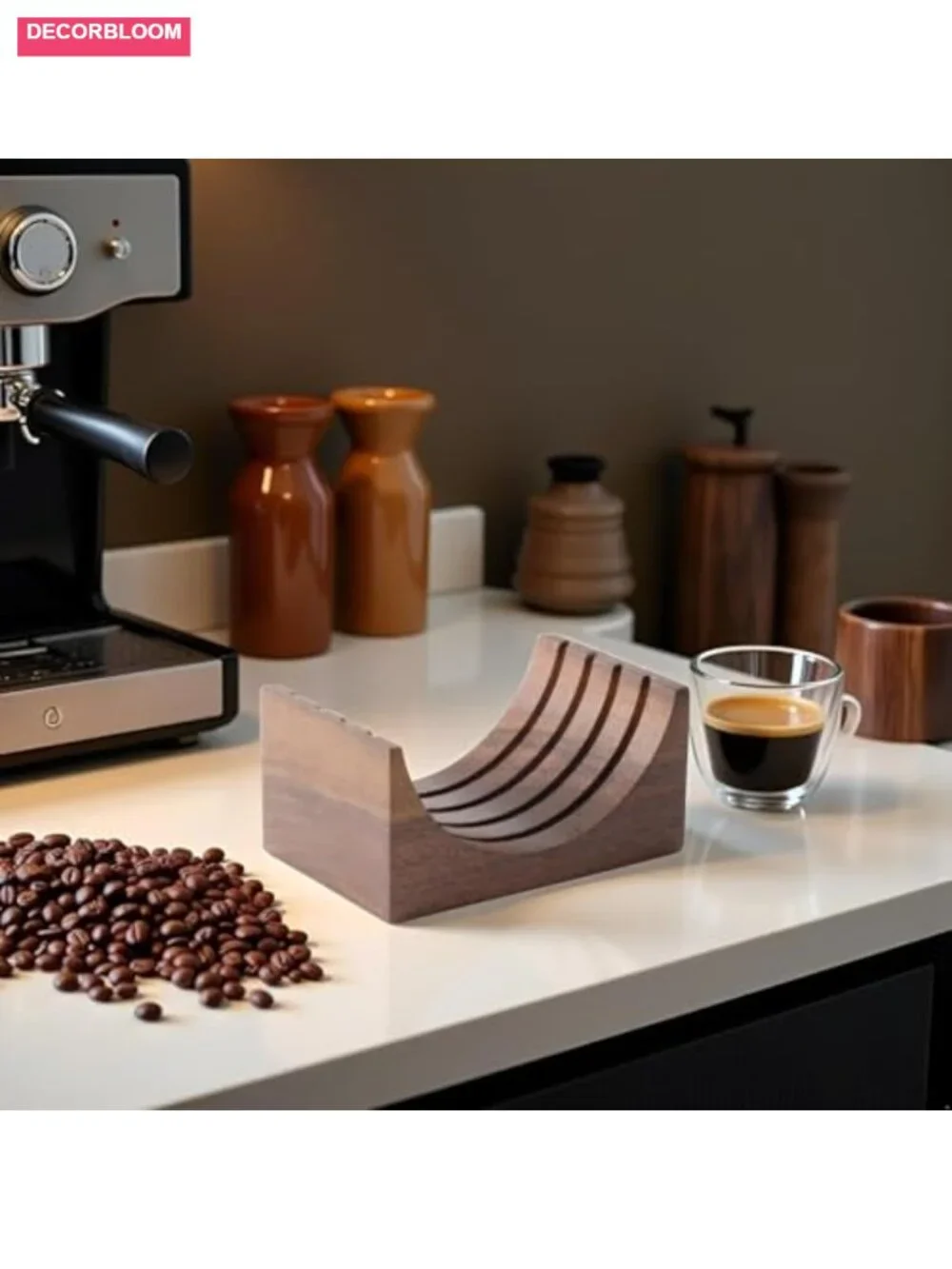 Espresso Puck Screen Holder Walnut Wood Stand for 51/53/58mm Reusable Filters